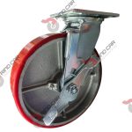 Rodaja Giratoria Con Freno De Fierro Recubierta De Poliuretano 8"X 2" CAP. 680KG