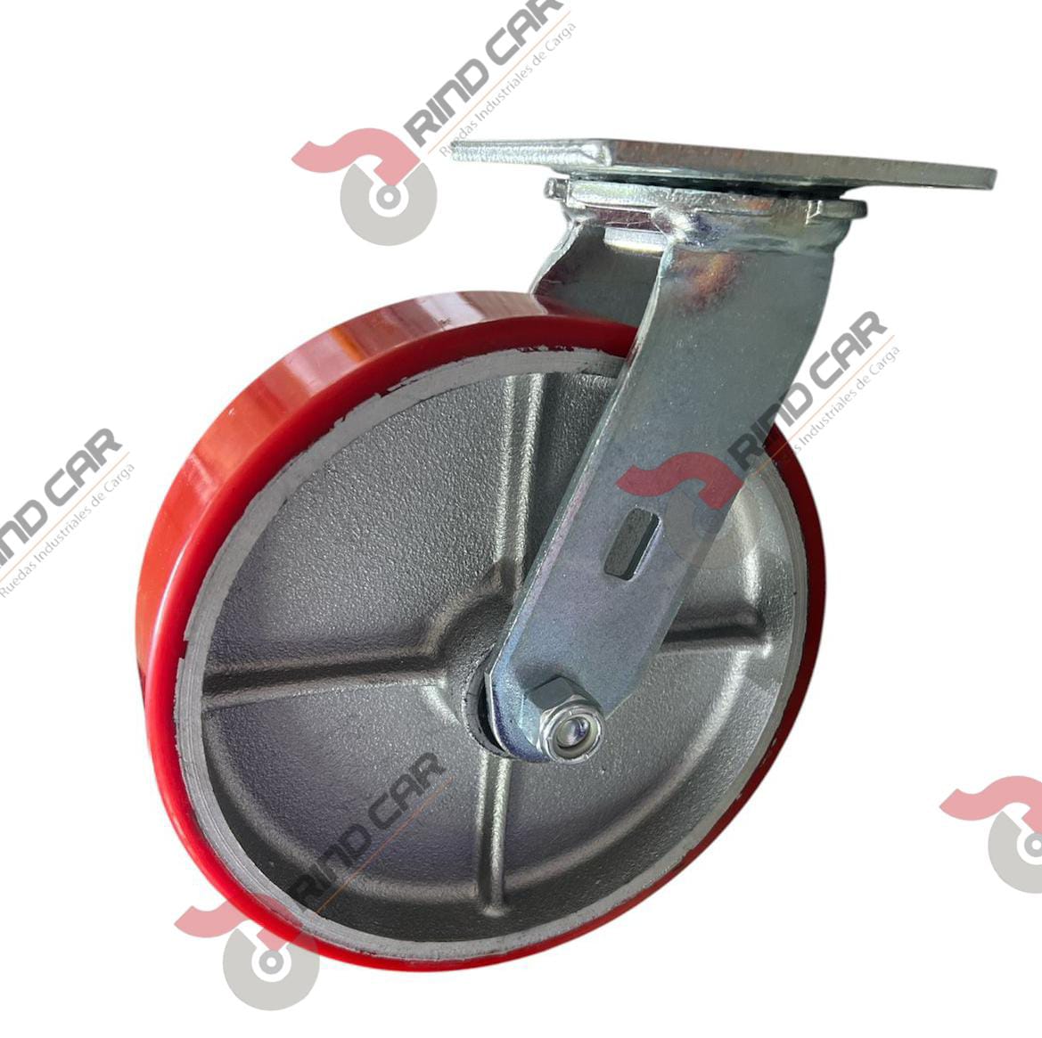 Rodaja Giratoria De Fierro Recubierta De Poliuretano  8″X 2″ CAP. 680KG