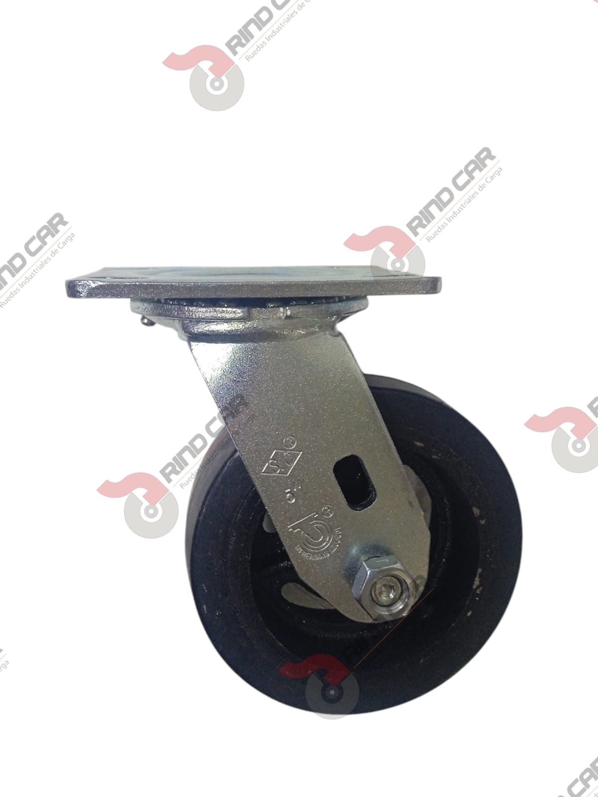Rodaja Giratoria 5″x2″ Fierro Hule Vulcanizado Cap.180Kg