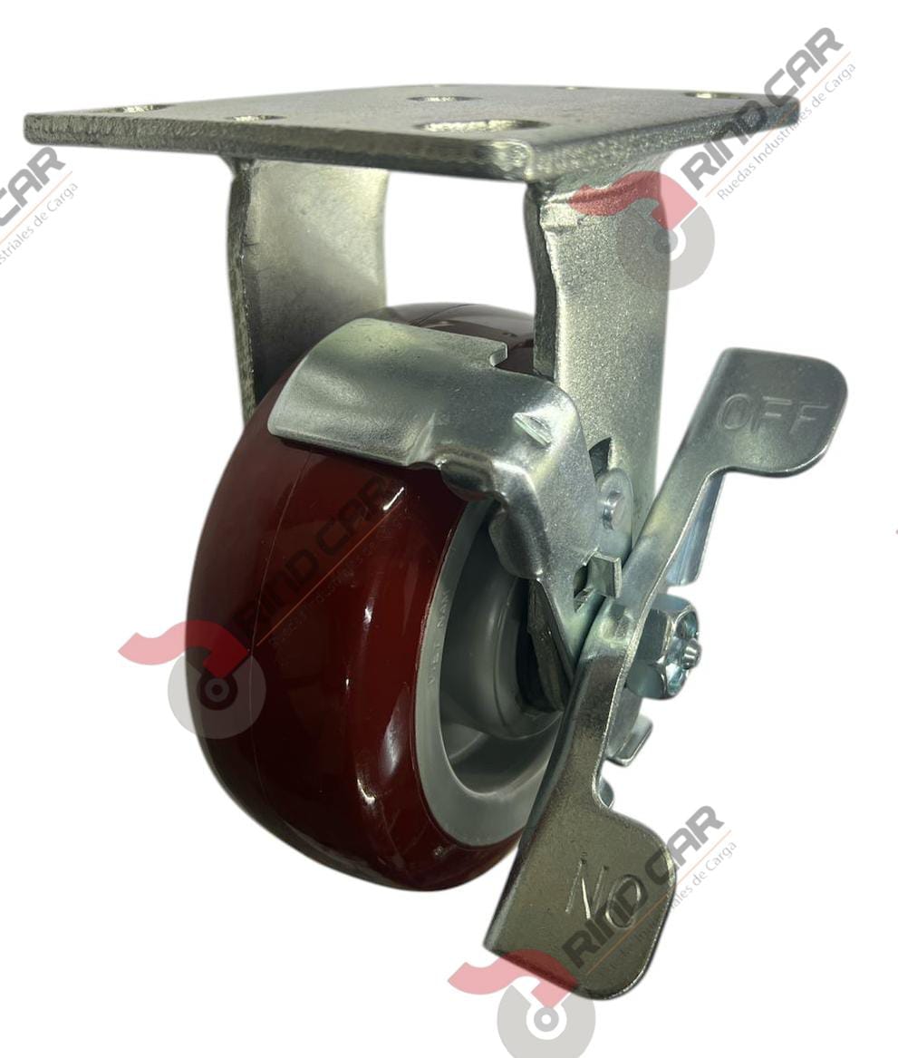 Rodaja Fija Con Freno 5″x 2 Hi-Tech de poliuretano CAP. 340 kg