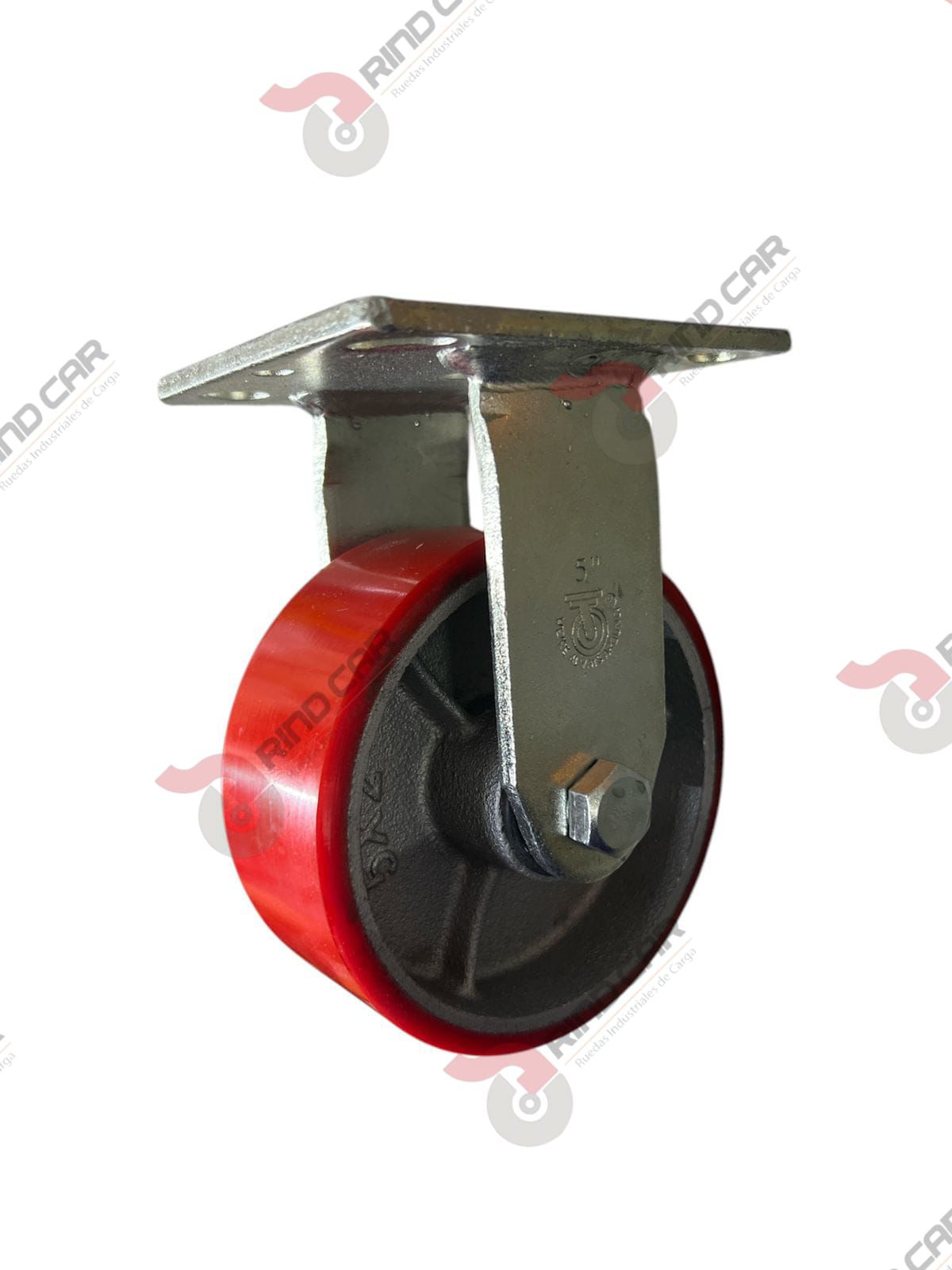 Rodaja Fija De Fierro Recubierta De Poliuretano  5″X 2″ CAP. 453KG