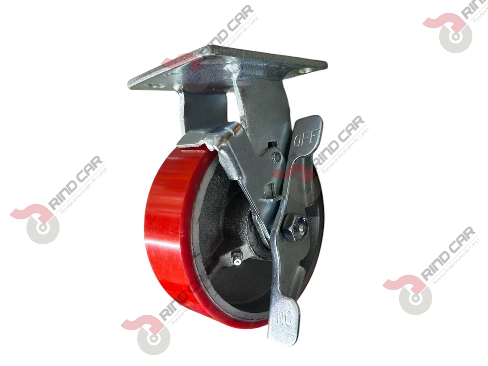 Rodaja Fija Con Freno De Fierro Recubierta De Poliuretano  6″X 2″ CAP. 544KG