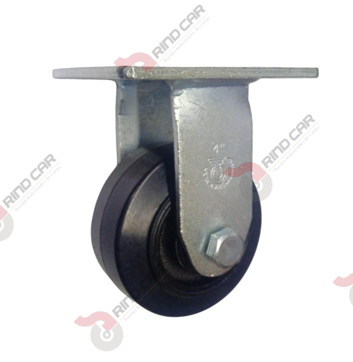 Rodaja Fija 4″x2″ fierro hule Vulcanizado cap.180Kg