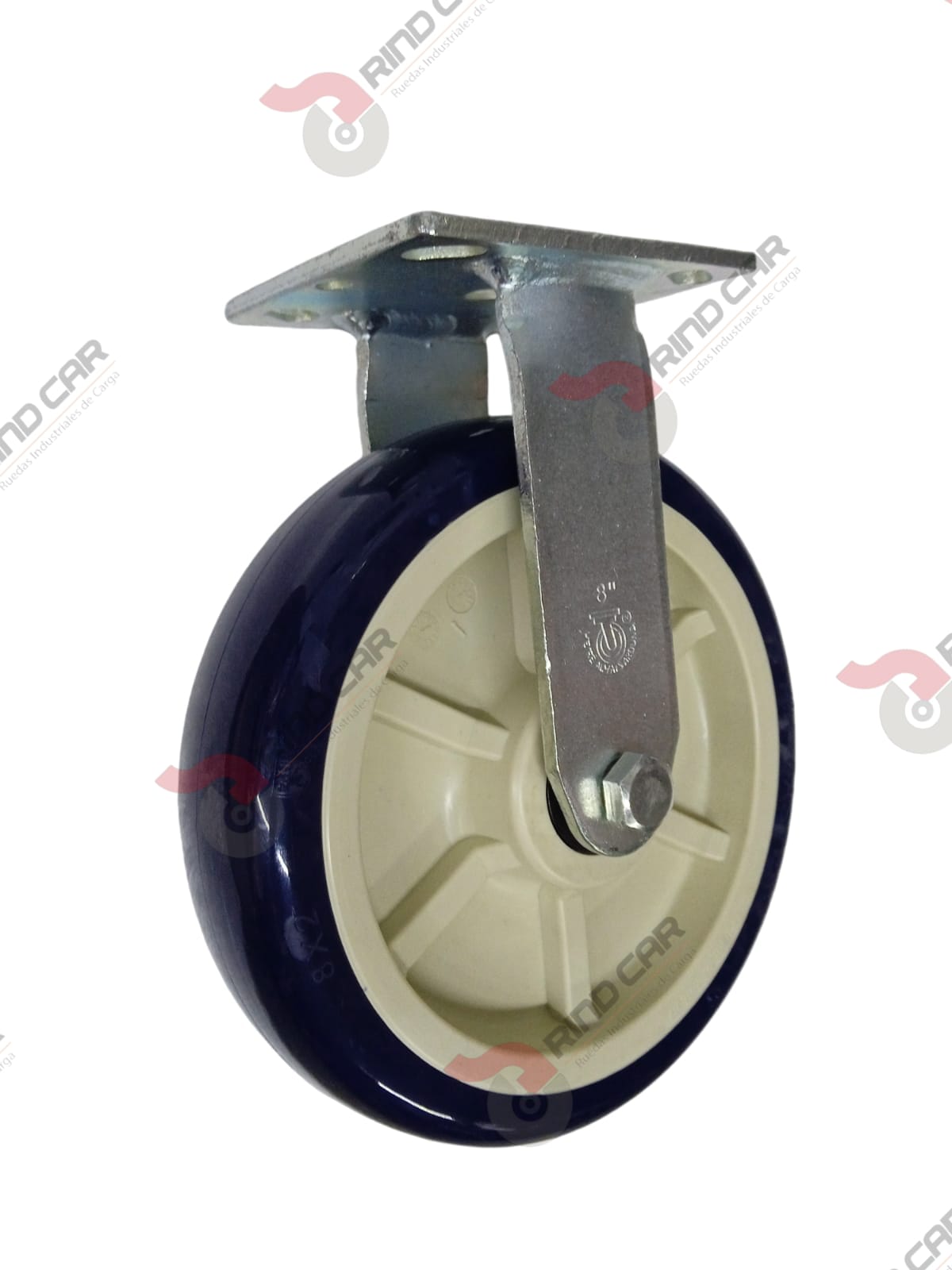 Rodaja Fija 8″x2 de Poliuretano con centro de Polipropileno cap. 544 kg