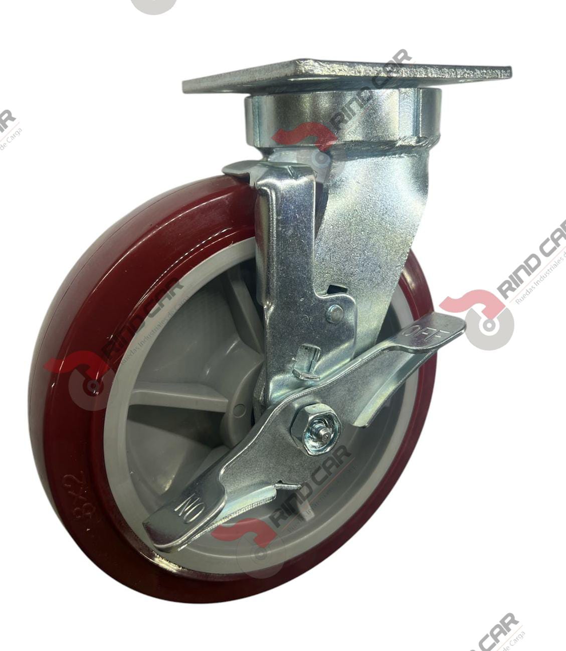 Rodaja Alto Impacto Con Freno 8″x 2 Hi-Tech de poliuretano CAP. 500 kg