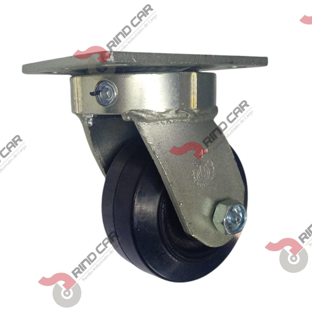 Rodaja Giratoria Alto impacto 4″x2″ fierro hule Vulcanizado cap.280Kg