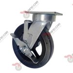 Rodaja Giratoria Alto Impacto con freno 8"x2" fierro hule Vulcanizado cap. 500Kg