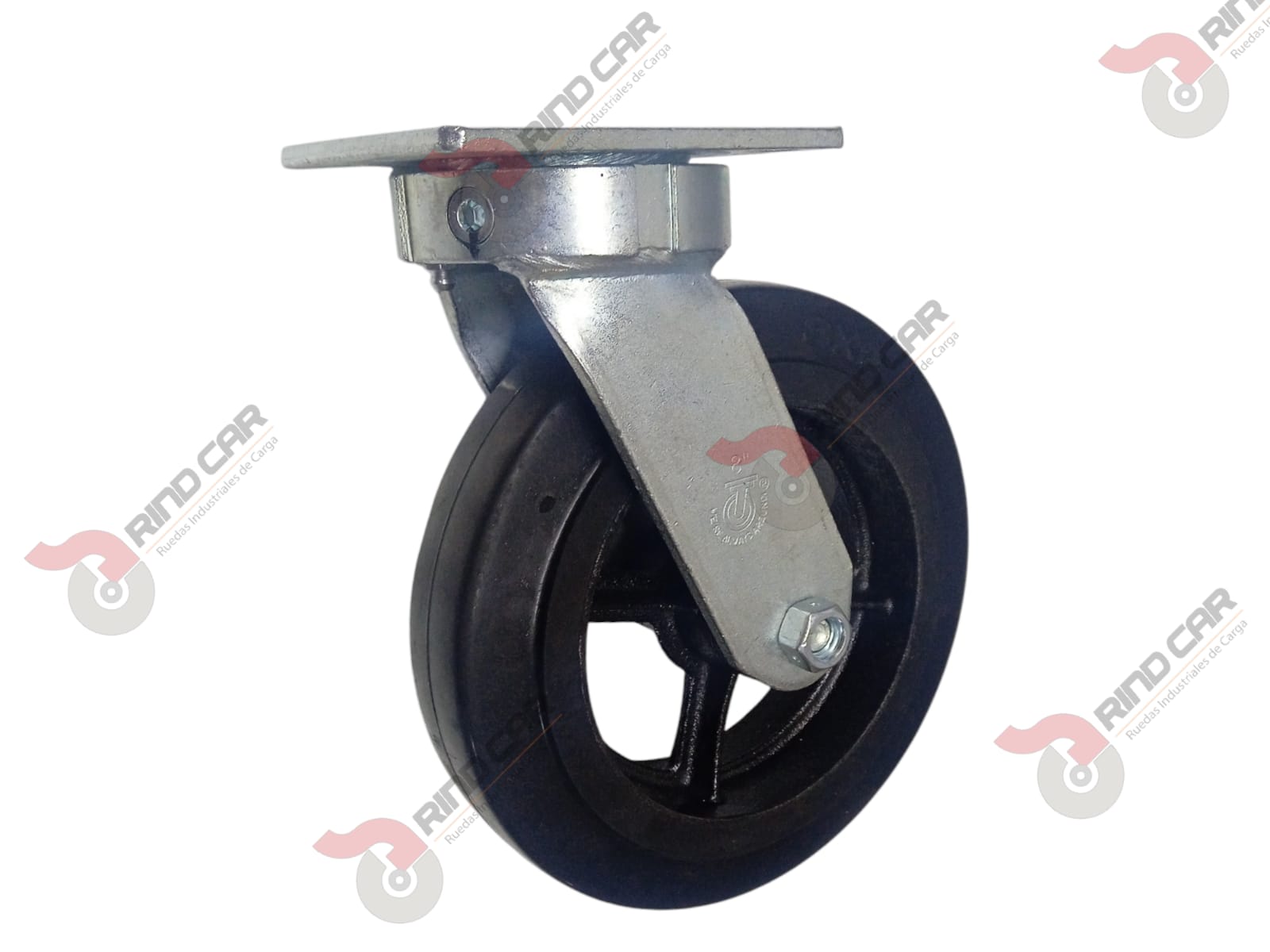 Rodaja Giratoria Alto Impacto 8″x2″ fierro hule Vulcanizado cap. 500 Kg