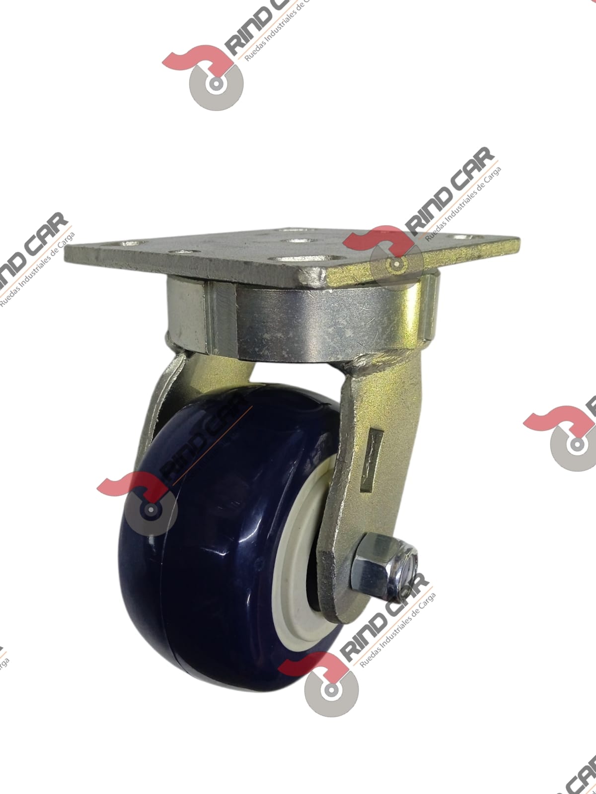 Rodaja Giratoria Alto Impacto 4″x2″ de Poliuretano con centro de Polipropileno cap. 340kg