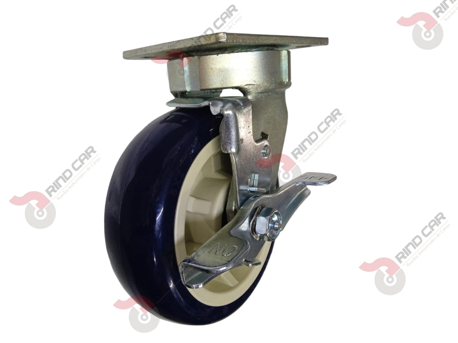 Rodaja Alto Impacto Con Freno 6″x2 de Poliuretano con centro de Polipropileno cap. 490kg