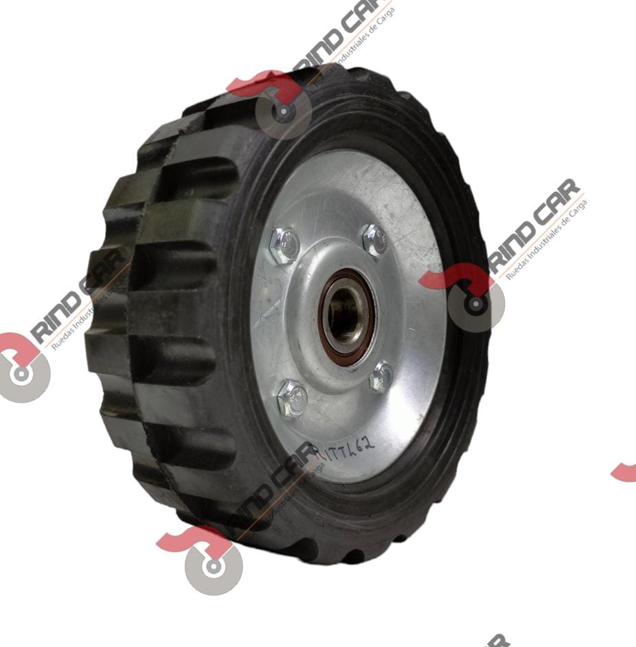 Rueda De 6″X2-1/8″ De Hule Tipo Tractor Industrial Rin Lamina Cap Carga 110Kg