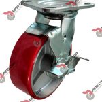 Rueda Rodaja C/Freno Giratoria 6″X2″Fierro V-Poliuretano Cap.400Kg