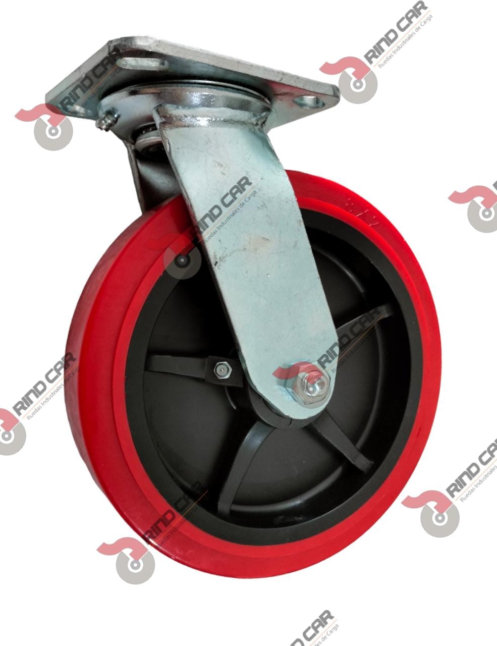 Rueda Rodaja Giratoria  8″X2″ Poliuretano C/Polipropileno  Cap. 370Kg
