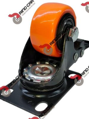 Rueda Rodaja Naranja PU C/Balero Giratoria C/Freno Tota l2"x 1" Cap.50Kg