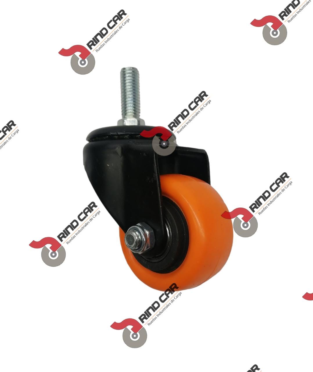 Rodaja Giratoria  2-1/2″ x 1-1/4″  Rosca 12mm Cap.80Kg