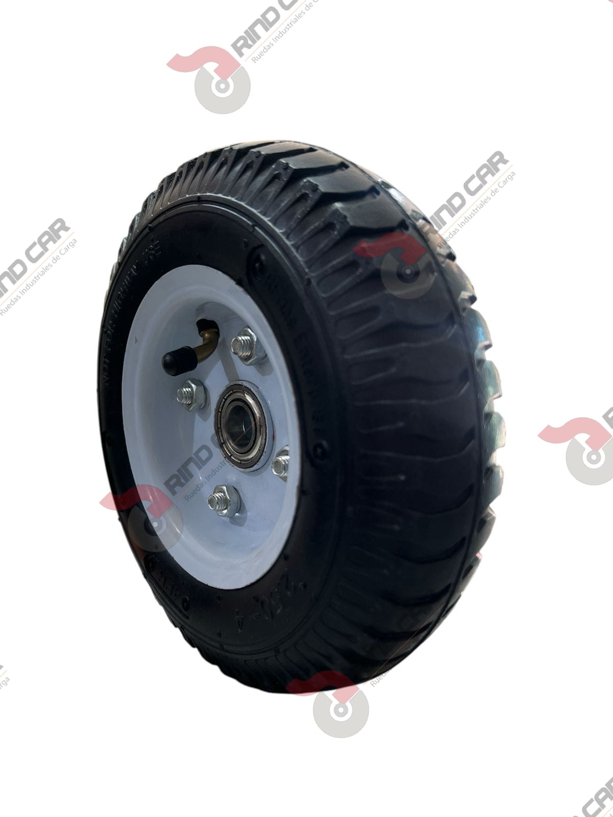 Rueda Neumática 8″ 4 Capas Con Tubo lateral CAP.80kg